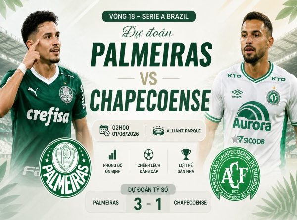 Dự đoán Palmeiras vs Chapecoense, nhận định tỷ số ngày 01/06